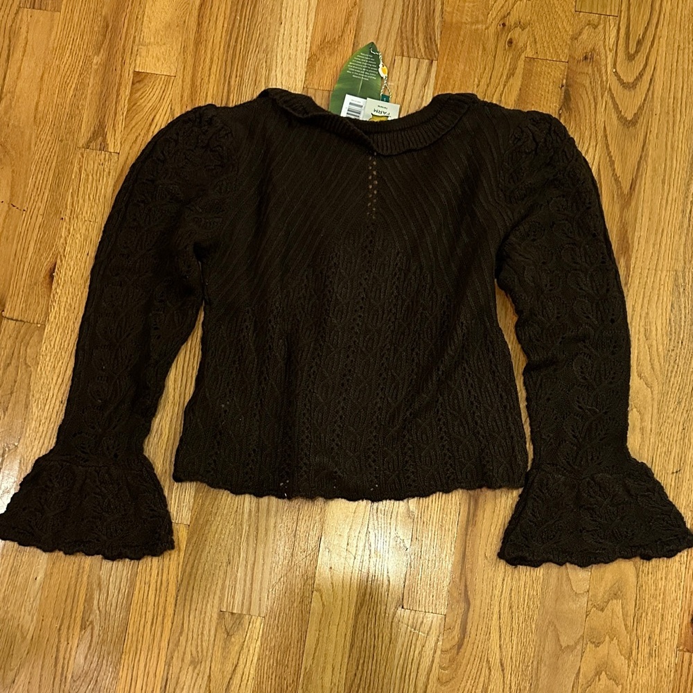 NWT FARM Rio Lace Stitch Knit Ruffles Cardigan - Picture 3 of 11